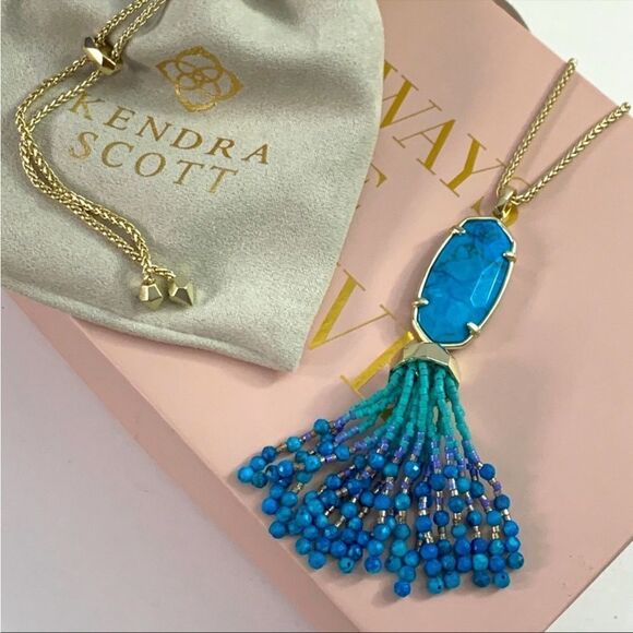 Kendra Scott Jewelry - Kendra Scott Eva Gold Necklace Aqua Howlite